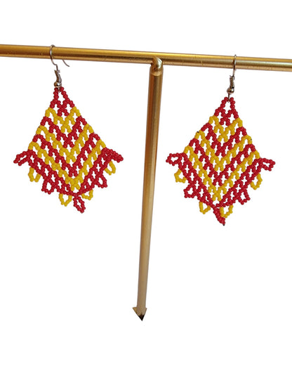 Red & Yellow Beaded Earrings