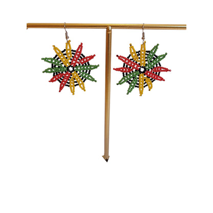 Beaded Rasta Star Earrings