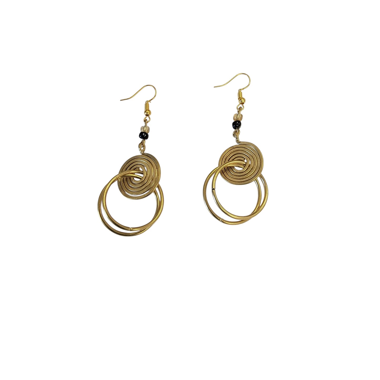 Brass Coil W/ Rings Earrings