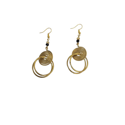 Brass Coil W/ Rings Earrings