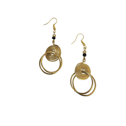 Brass Coil W/ Rings Earrings