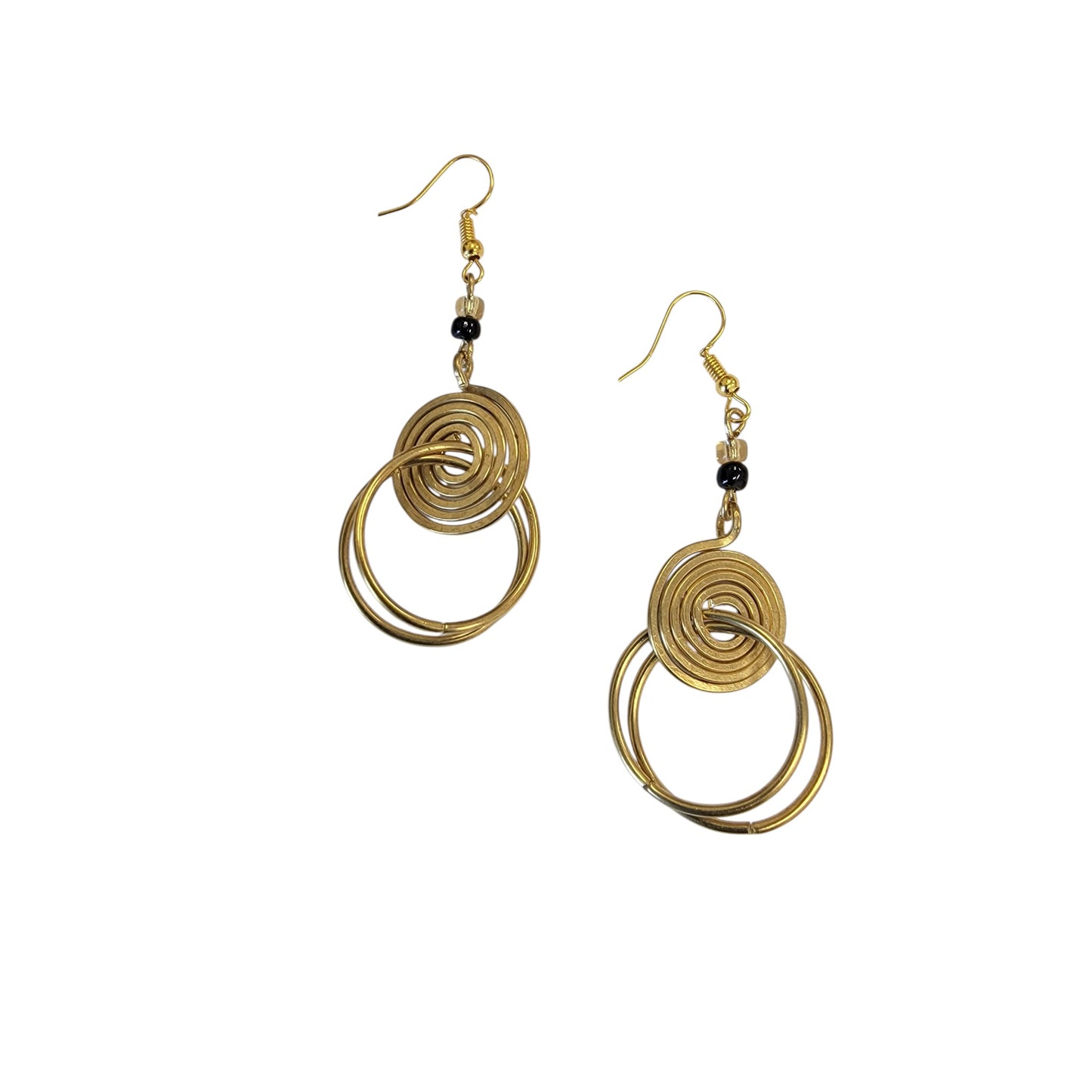 Brass Coil W/ Rings Earrings