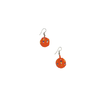 Small Orange Beaded Ball Earrings
