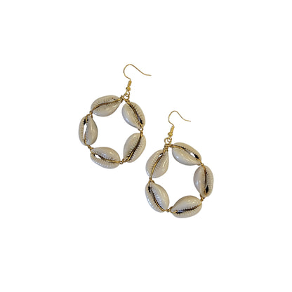 Small Cowrie Shell Hoop Earrings
