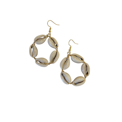 Small Cowrie Shell Hoop Earrings