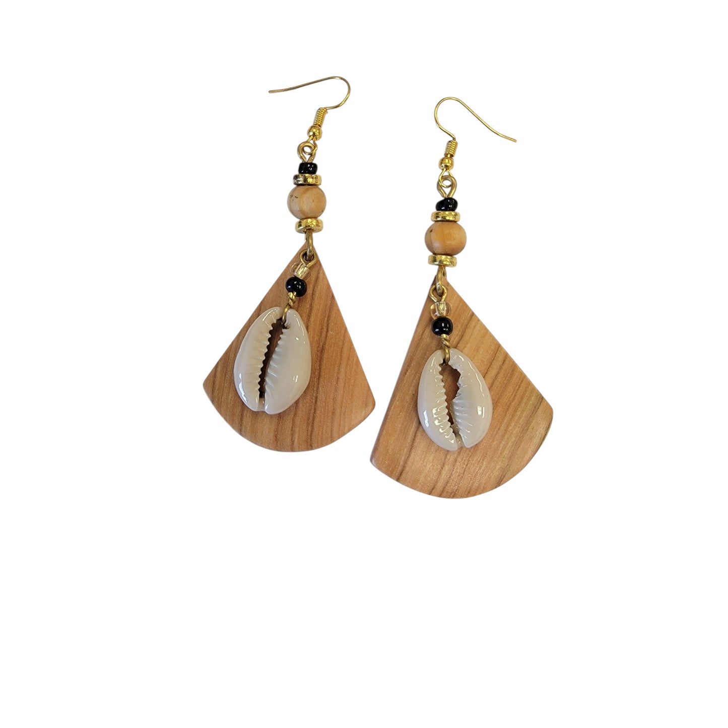 Cowrie & Wood Earrings