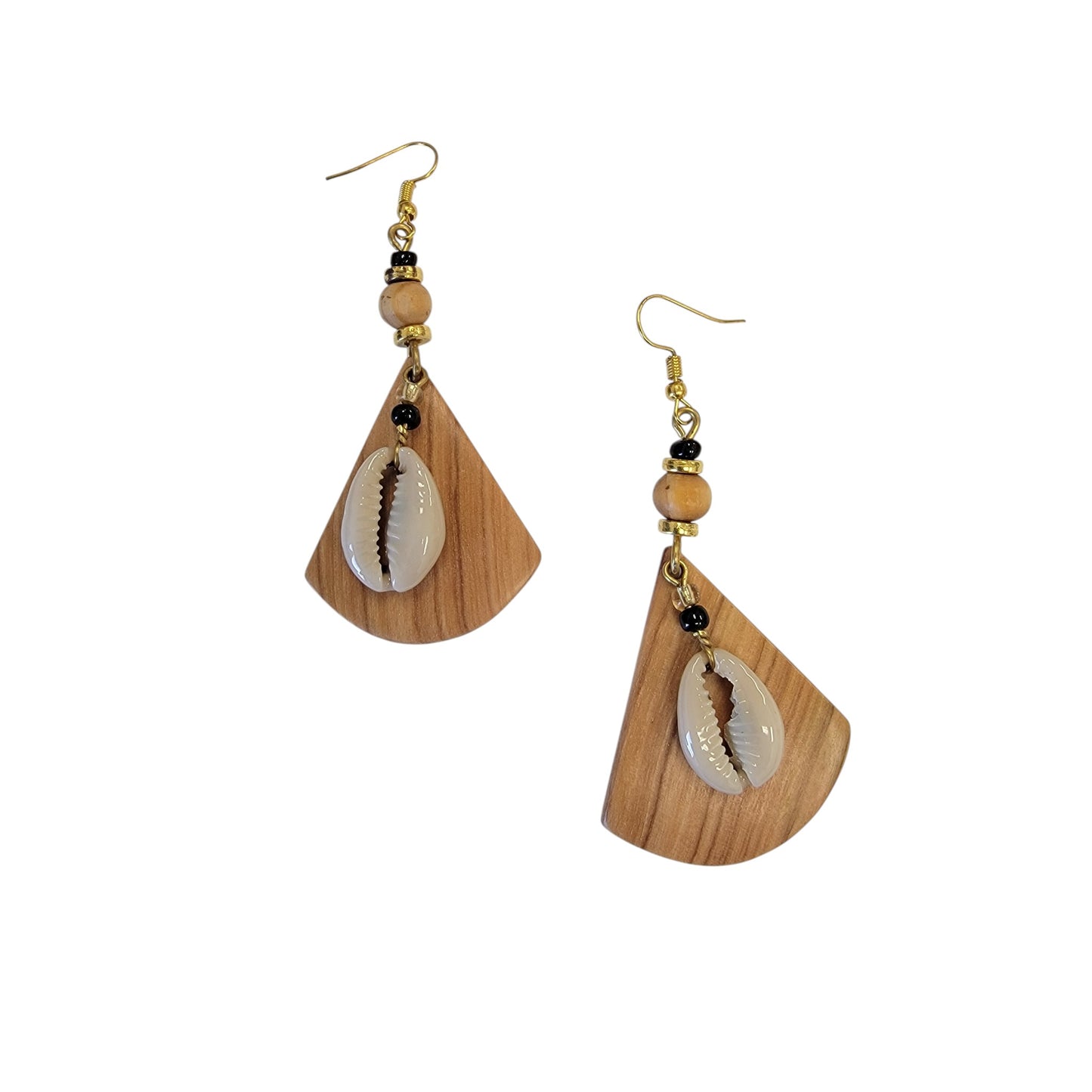 Cowrie & Wood Earrings