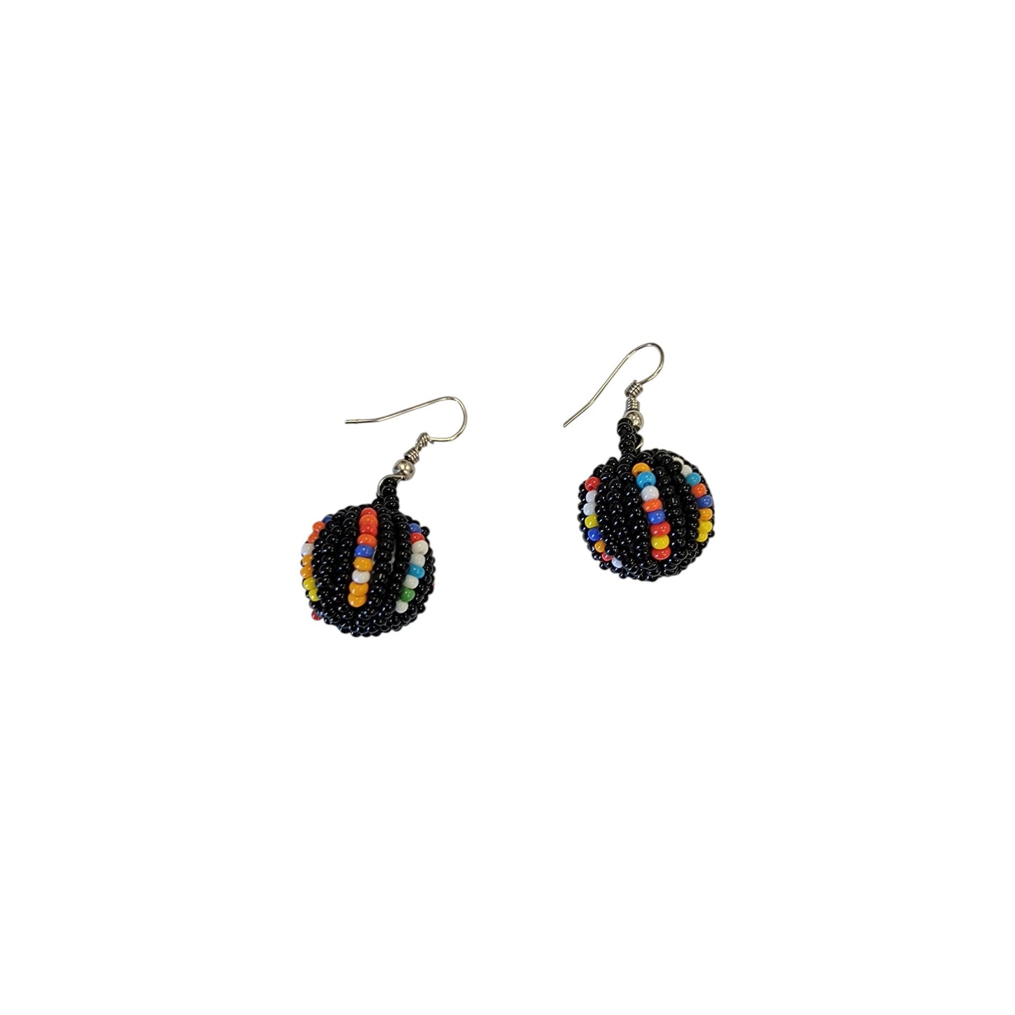 Smal Black Beaded Ball Earrings
