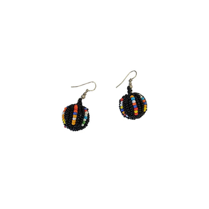 Smal Black Beaded Ball Earrings