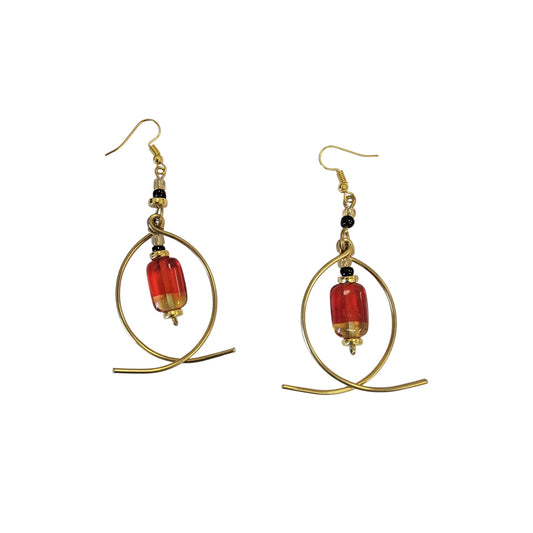 Red & Gold Bead Earrings