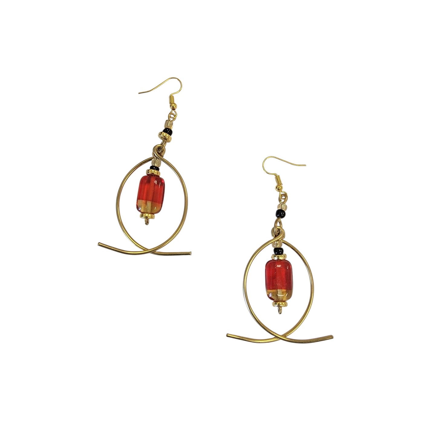 Red & Gold Bead Earrings