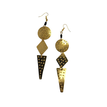 3 Shapes Brass Earrings