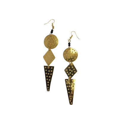 3 Shapes Brass Earrings
