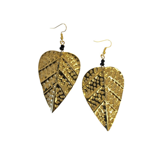 Big Brass Leaf Earrings