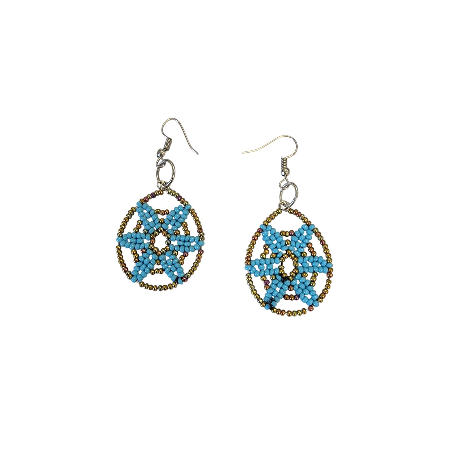 Beaded Blue Star Earrings