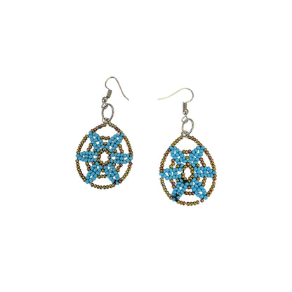 Beaded Blue Star Earrings