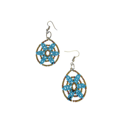 Beaded Blue Star Earrings