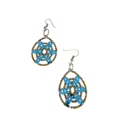 Beaded Blue Star Earrings