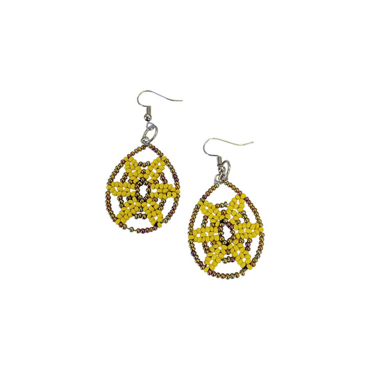 Yellow Beaded Star Earrings