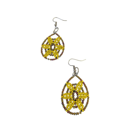 Yellow Beaded Star Earrings