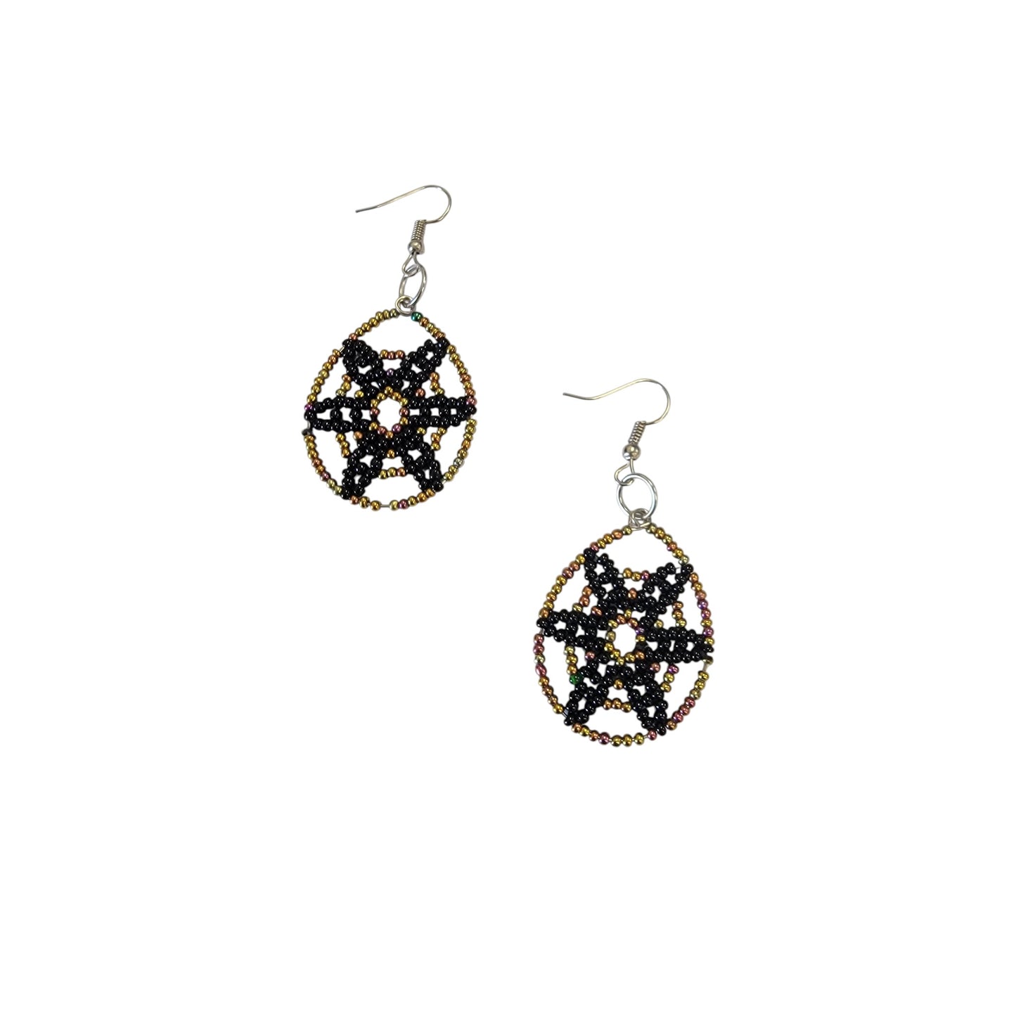 Black Beaded Star Earrings