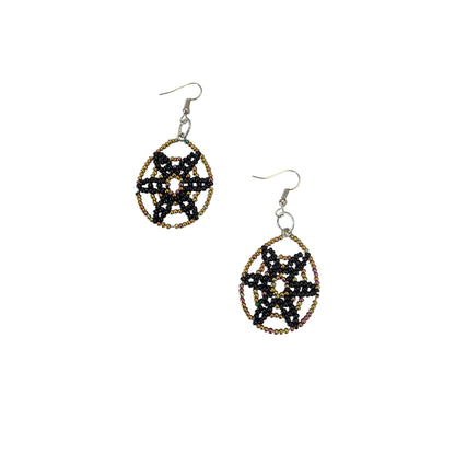 Black Beaded Star Earrings
