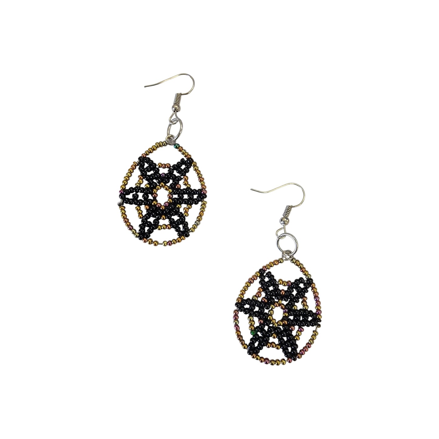 Black Beaded Star Earrings