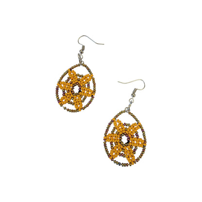 Light Orange Beaded Star Earrings