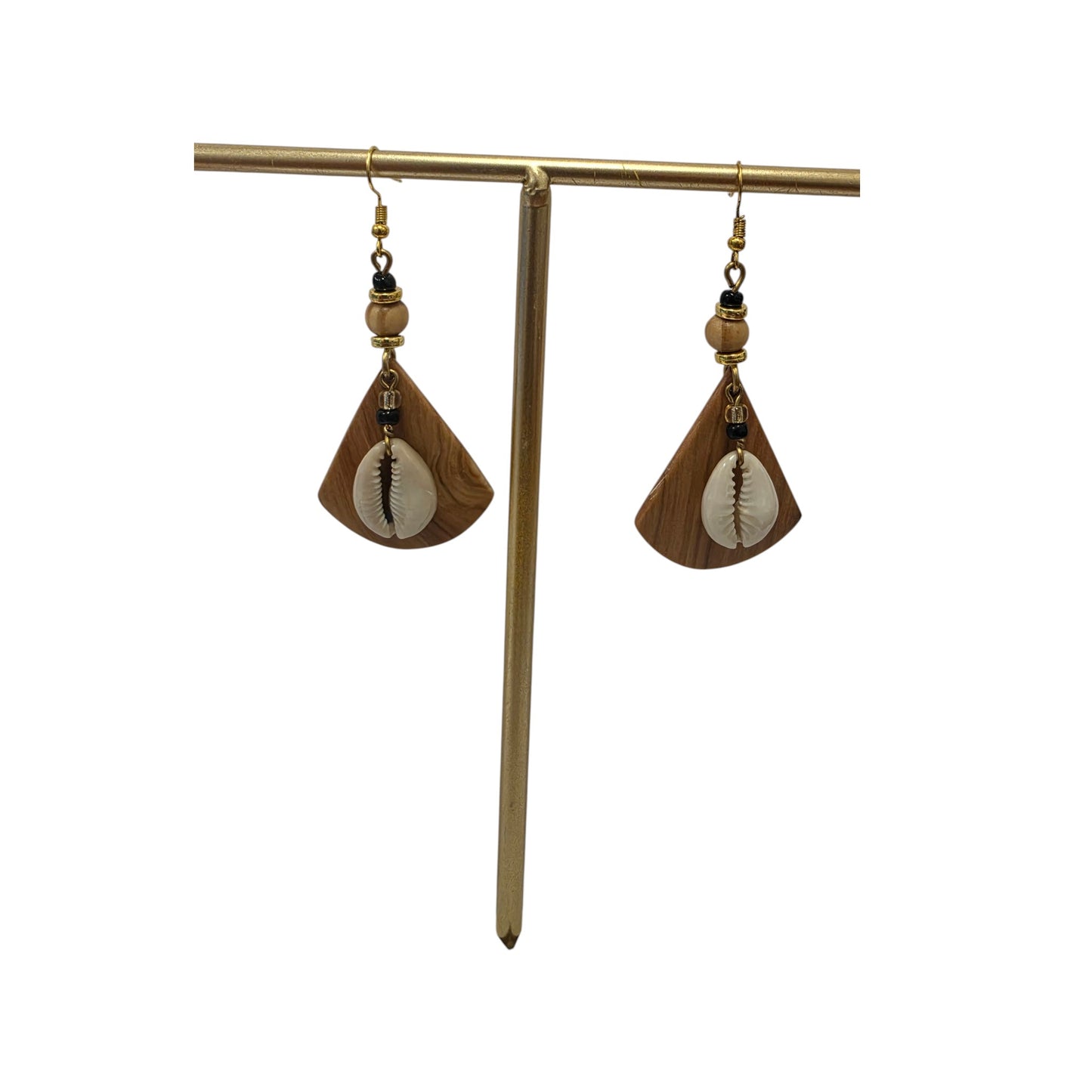Cowrie & Wood Earrings