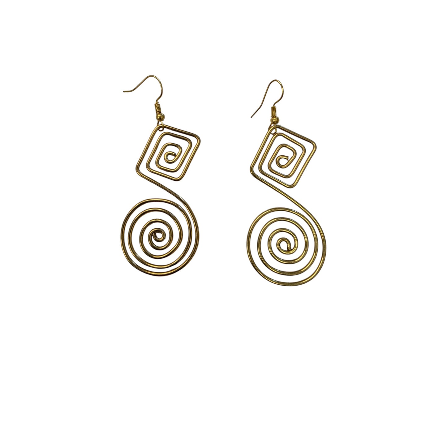 Brass Square Coil Earrings
