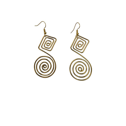 Brass Square Coil Earrings