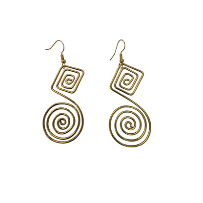 Brass Square Coil Earrings