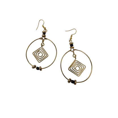 Brass Hoops W/ Square Coil