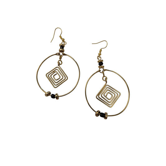 Brass Hoops W/ Square Coil