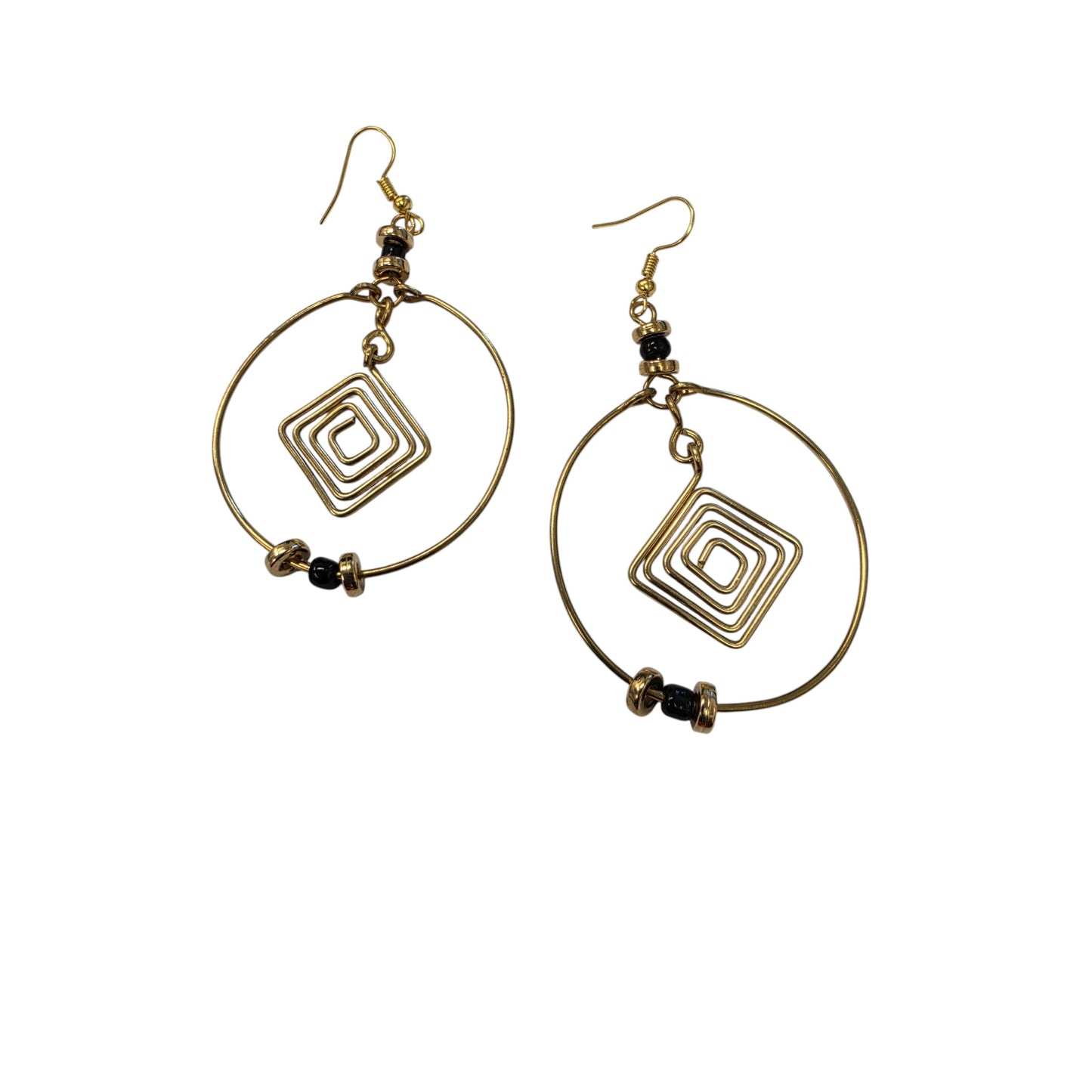 Brass Hoops W/ Square Coil