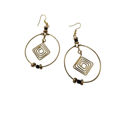 Brass Hoops W/ Square Coil