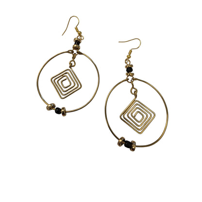 Brass Hoops W/ Square Coil