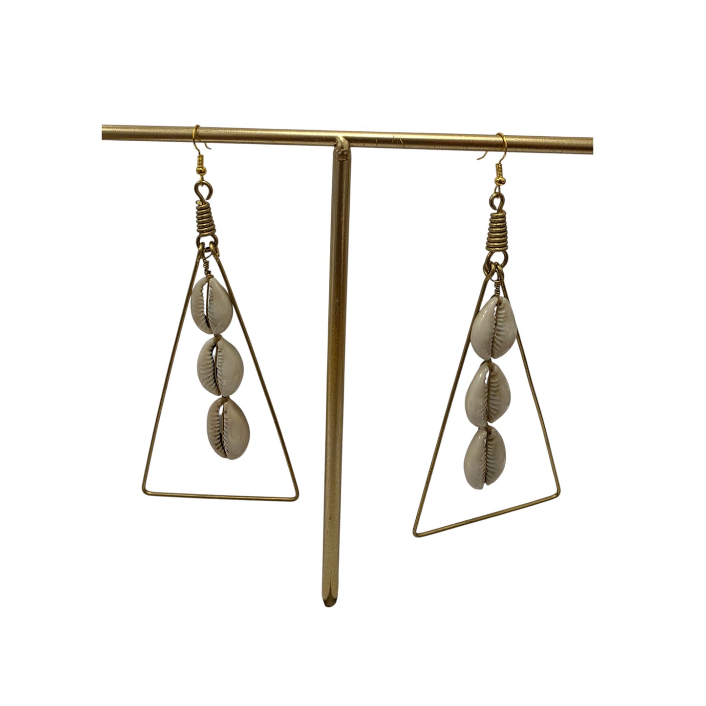Brass Triangle with 3 Cowrie Shells