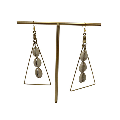 Brass Triangle with 3 Cowrie Shells