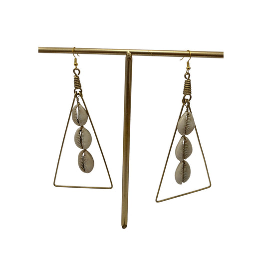 Brass Triangle with 3 Cowrie Shells