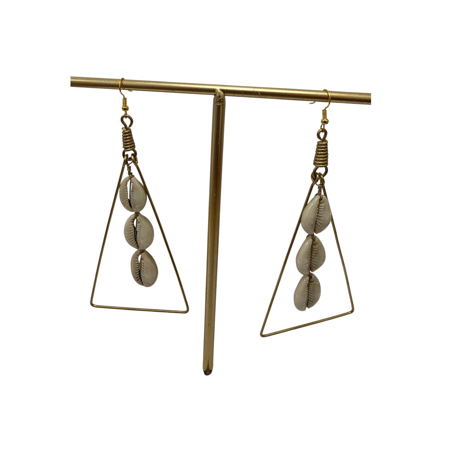 Brass Triangle with 3 Cowrie Shells