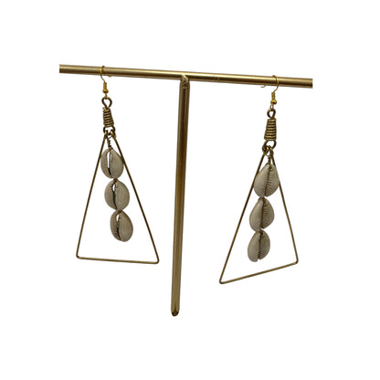 Brass Triangle with 3 Cowrie Shells