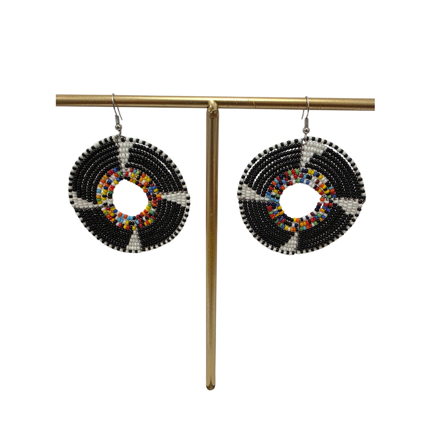 Beaded Black & white W/ Multi-colored Beads