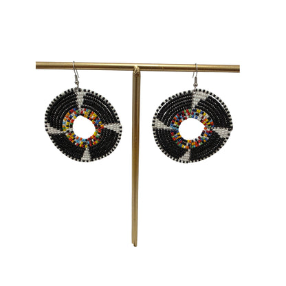 Beaded Black & white W/ Multi-colored Beads