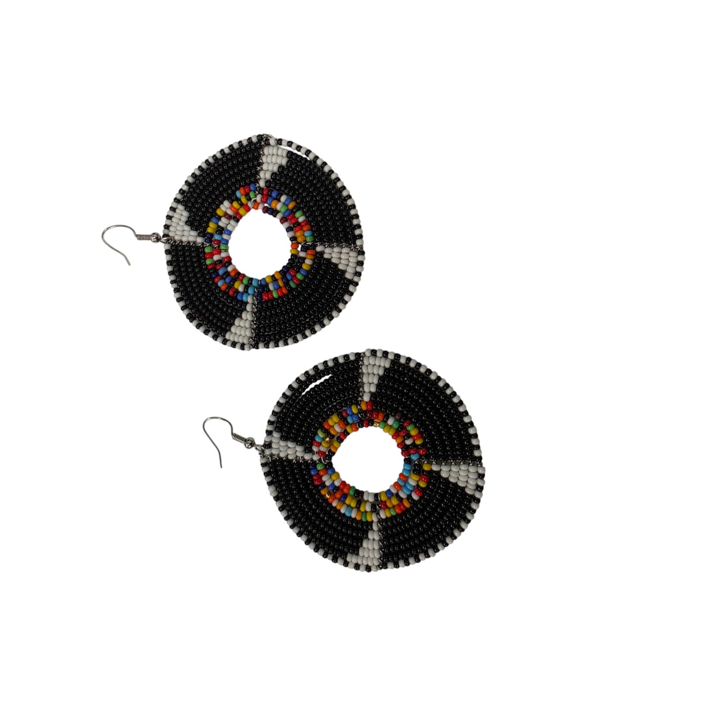 Beaded Black & white W/ Multi-colored Beads