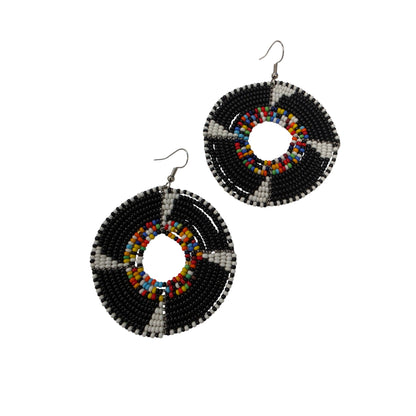 Beaded Black & white W/ Multi-colored Beads