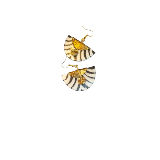 Bone with Brass decoration Earrings