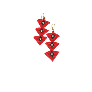 Beaded Red inverted Tree Earrings