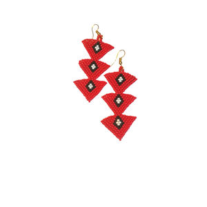 Beaded Red inverted Tree Earrings