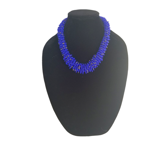 Blue & Gold Beaded necklace